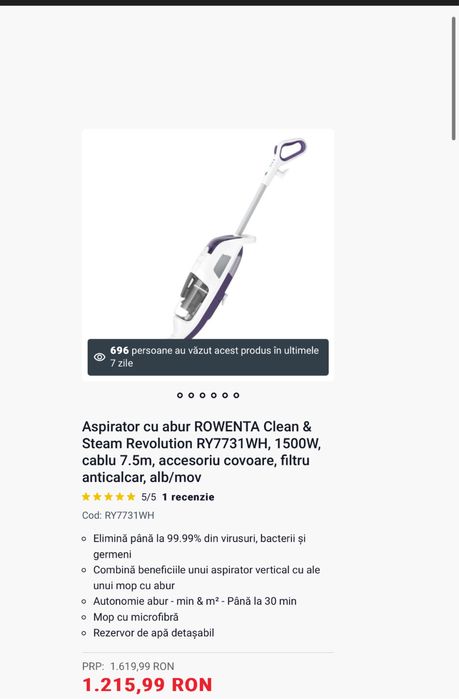 Aspirator NOU cu abur ROWENTA Clean & Steam Revolution