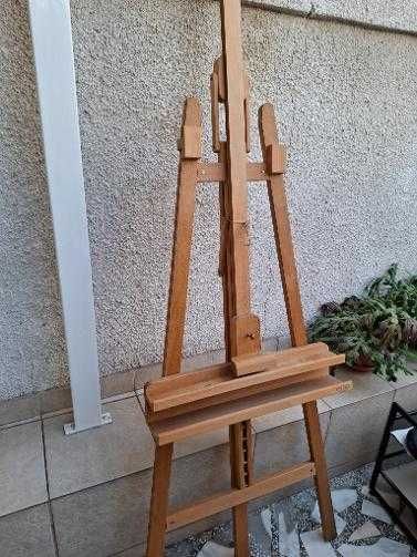 Sevalet pictura profesional din lemn de fag, inaltime reglabila 154-215 cm, pentru panze mari de pana la 175 cm, culoare natur, W04C
