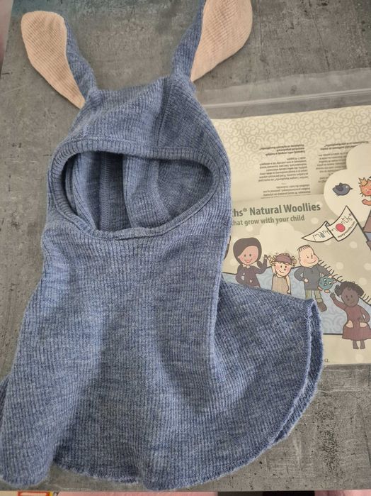 Cagula lana merinos ManyMonths Cagulă unisex Blue Mist masura 47 cm.