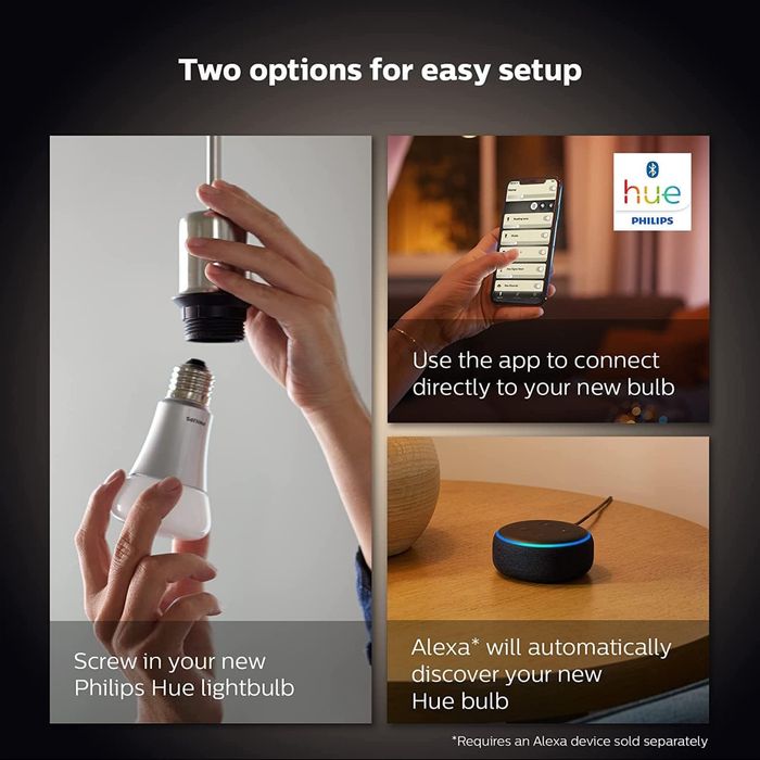 Bec inteligent Philips Hue New White cu lumânare, pachet de 2