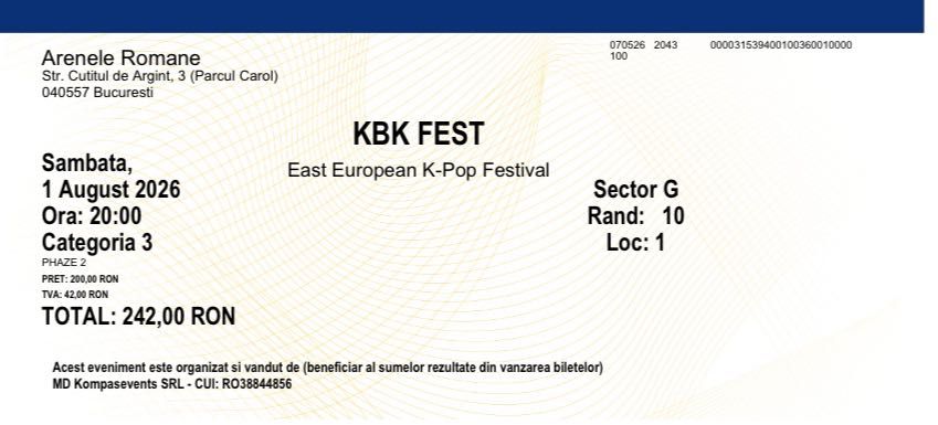Билет за кпоп концерт в Румъния kbk fest