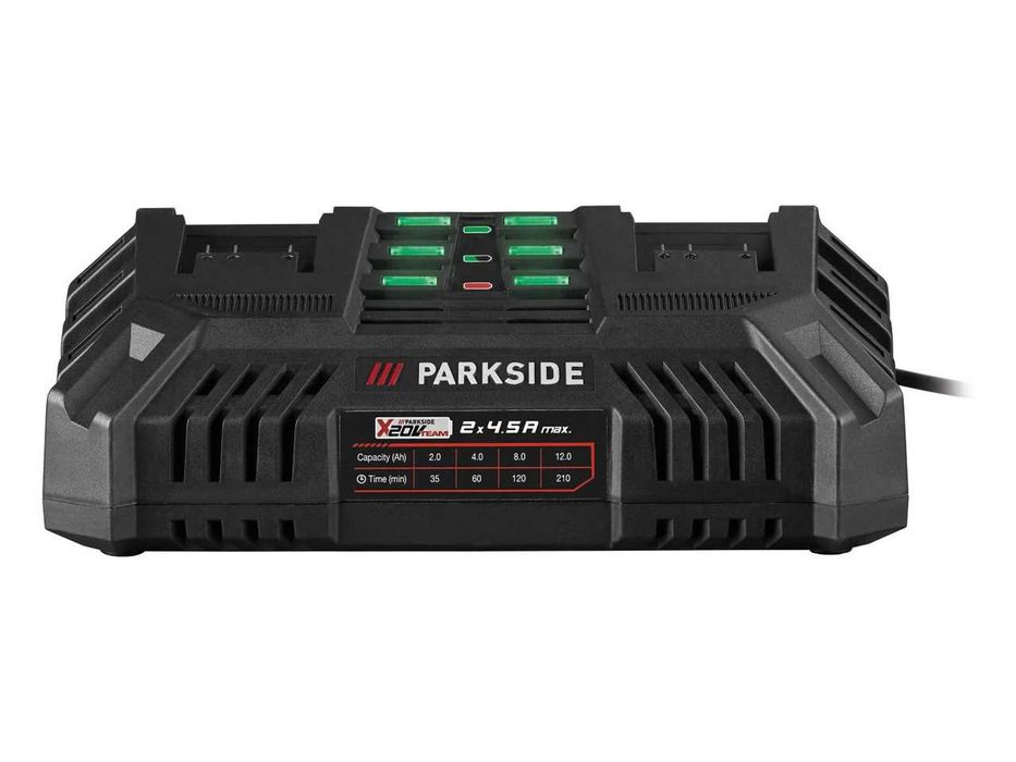 НОВИ! Двойно зарядно устройство Parkside PDSLG 20 B1 - за бързо зареждане на 20V батерии