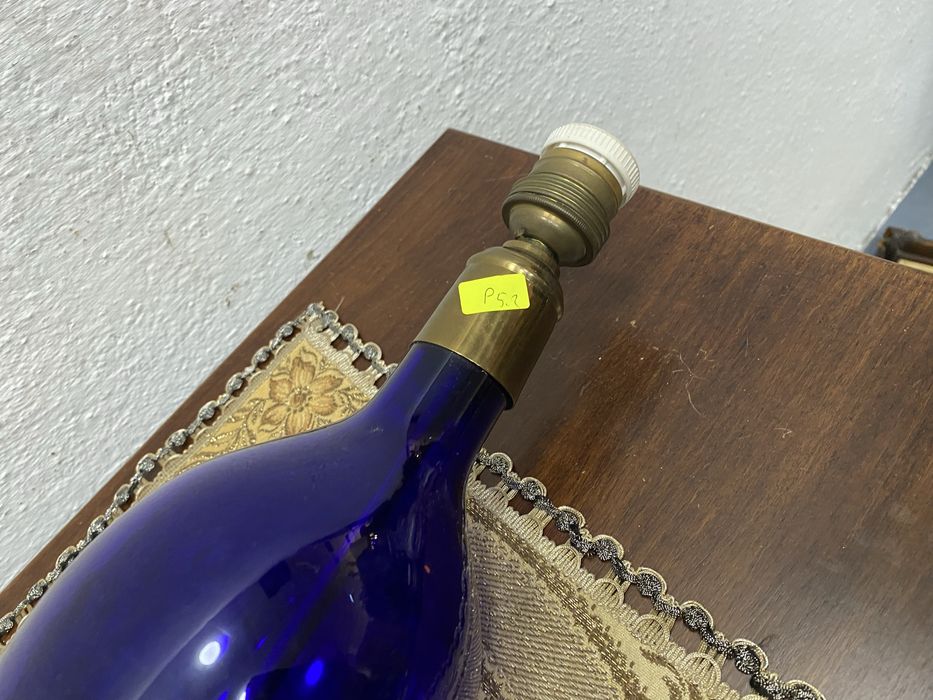 Стара френска лампа рисувано стъкли месингова основа