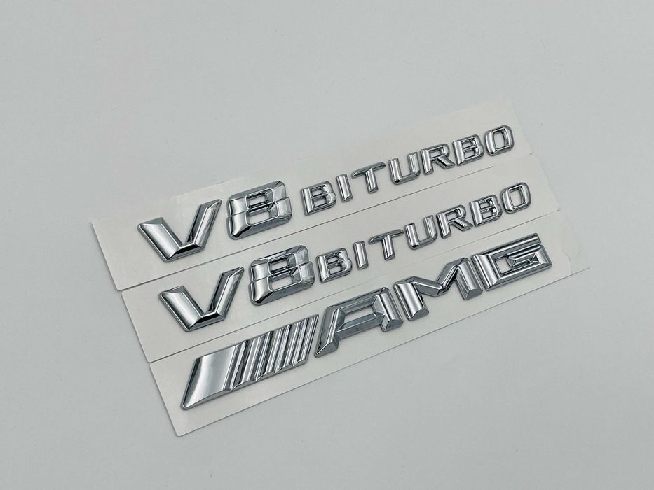 Set embleme compatibile Mercedes V8 biturbo AMG crom