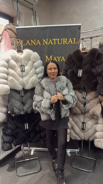 Haina din blana naturala model in V, se face vesta