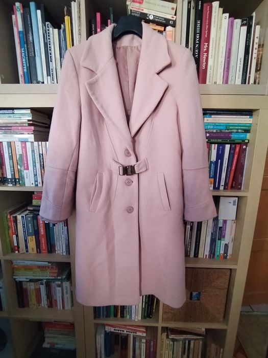 Palton roz pudrat cu 75 la sută lână+ cașmir
