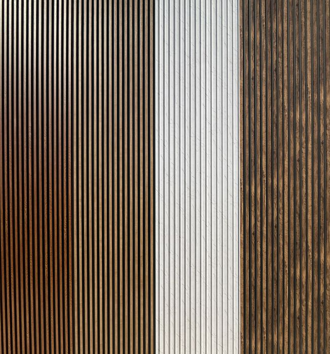 Riflaj decorativ wpc 4 nuante lemn stejar nuc fundal negru riflaje interior exterior lambriu nu mdf rezistent la apa umezeala