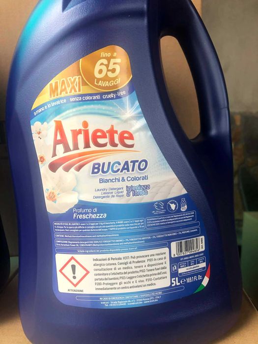 Течен перилен препарат за бяло и цветно пране Schiuma Di Marsiglia / Ariete на едро и дребно