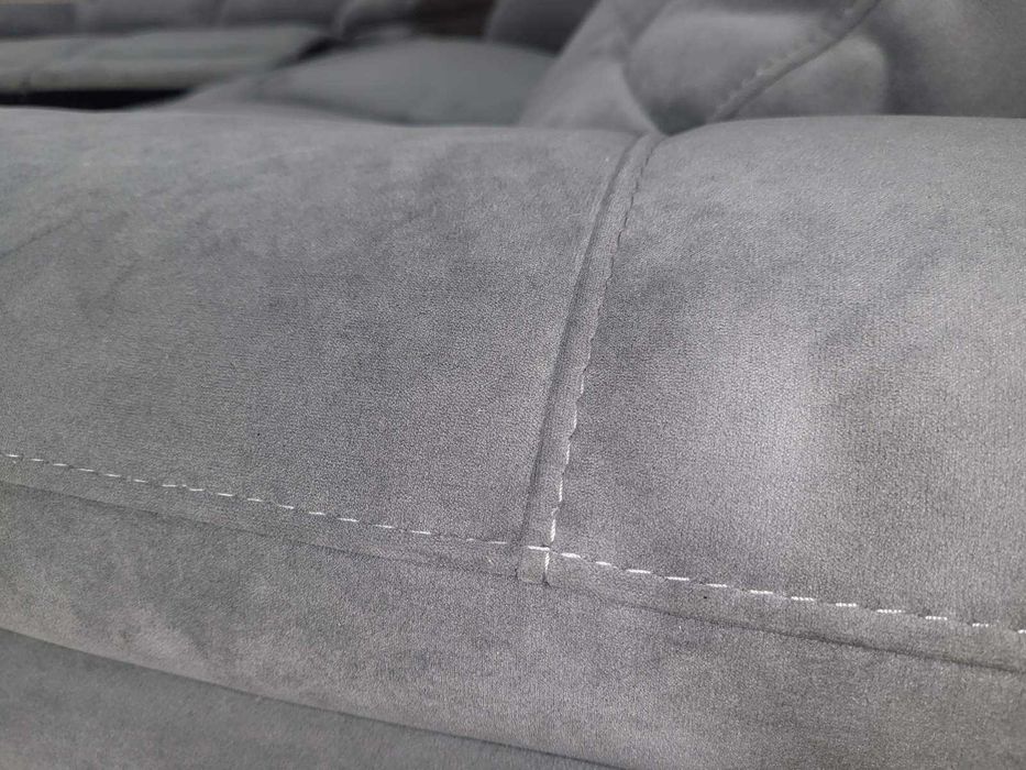 Сив комплект дивани от плат две тройки с ел релакс механизъм