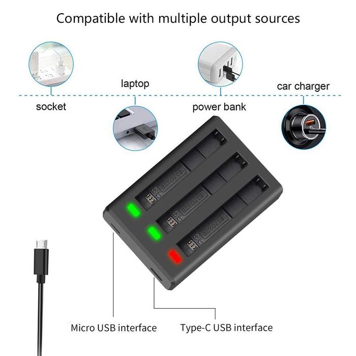 Тройно зарядно за батерии за Insta 360 One X3