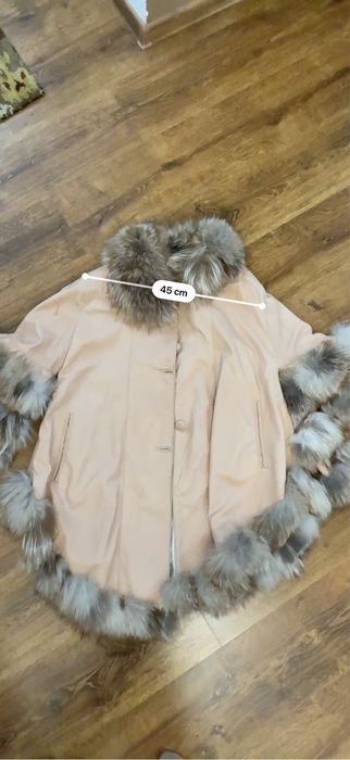 Geaca de piele naturala cu blana de vulpe