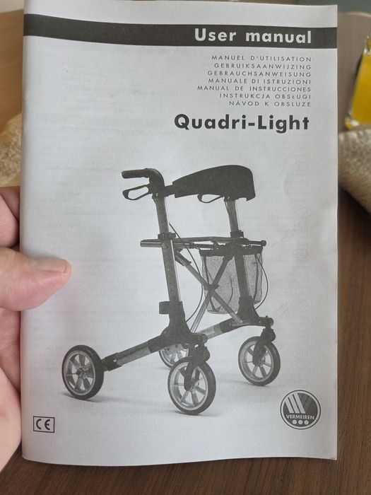 Нов ролатор проходилка Vermeiren Quadri-Light с 4 колела, седалка и спирачки – 200 €
