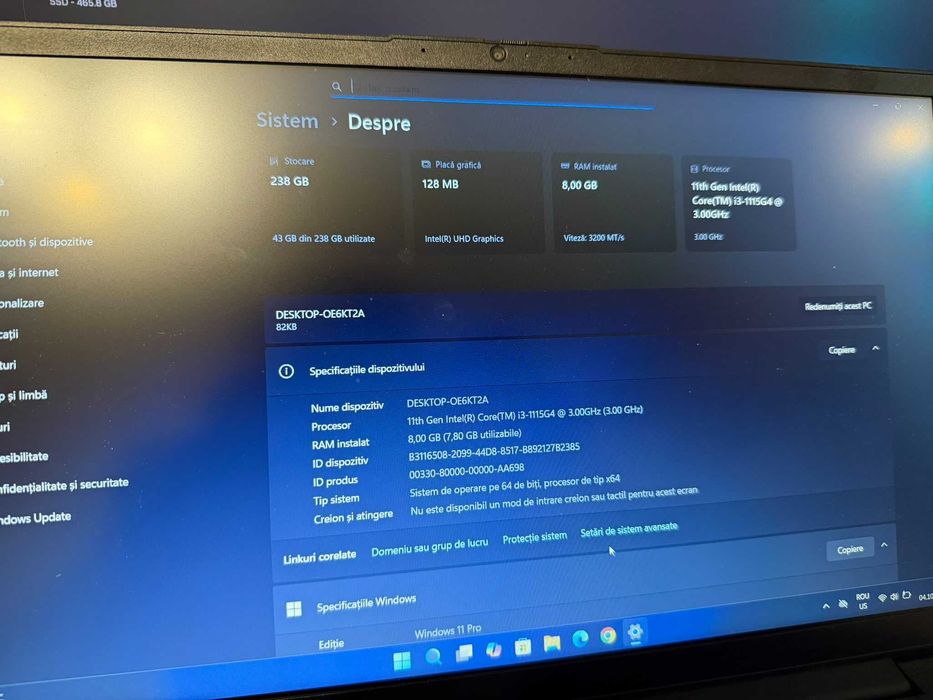 Laptop Lenovo V15 G2 15.6" - Intel Core i3-1115G4 / 8 GB DDR4/ 256 GB SSD M2 / Windows 11