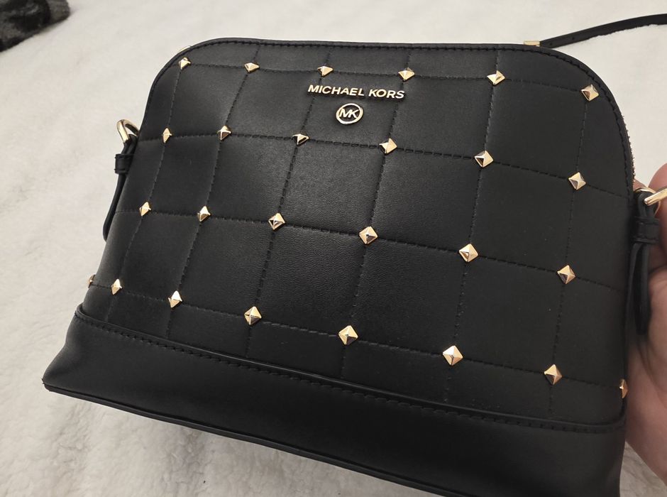 Michael Kors Jet Set Travel studded quilted crossbody bag – black, sma