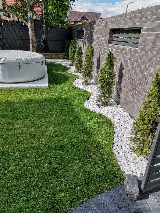 Piatra rotunjita marmura thasos amenajare gradina depozit