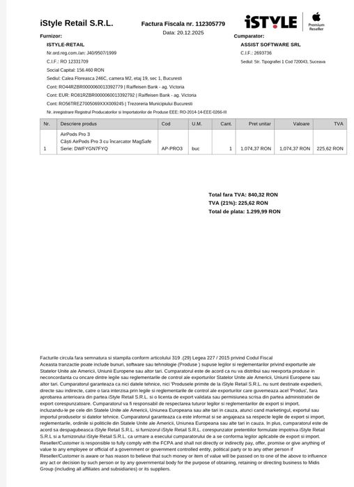 Air Pods Pro 3,pret fix!!!