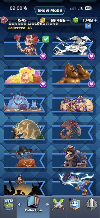 Clash Royale 11.5к | 122/123 карты | 1748 гемов | Max карты