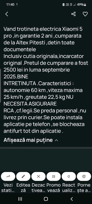Trotineta electrica Xiaomi 5 Pro