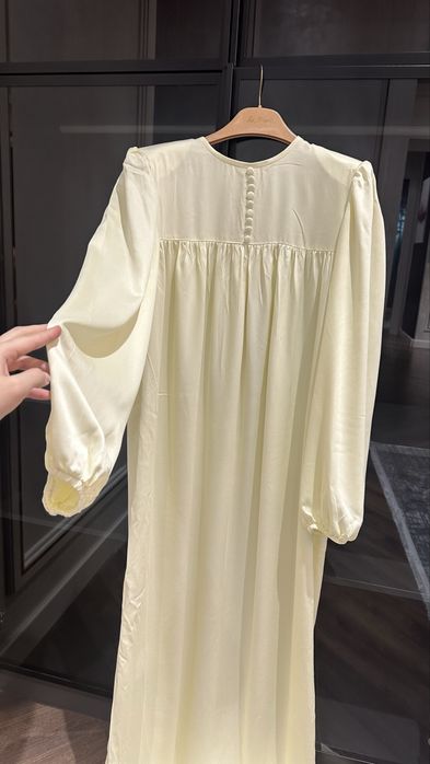 Шелк/хлопок платье лимоного цвета