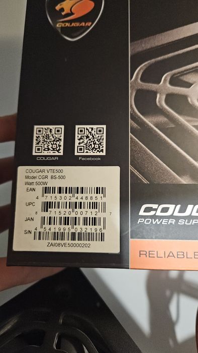 Захранване Cougar Vte 500w 80plus bronze
