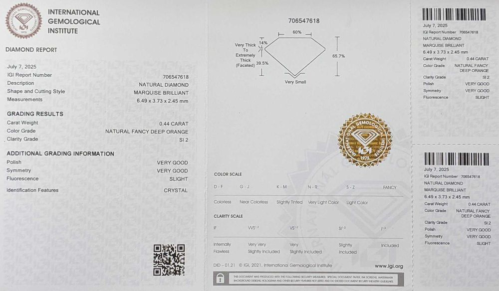 Inel 14K – diamant natural Fancy Deep Orange IGI