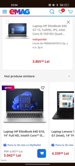 Laptop HP EliteBook 830 G7 Windows 11 PRO cu amprentă/cititor carduri/