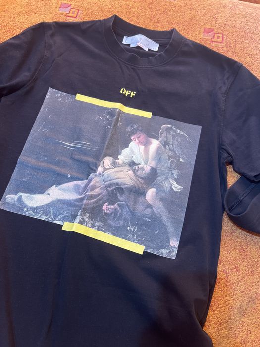 tricou off white negru marimea L perfect pentru M sau S