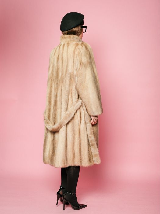 Haina lunga din blana naturala de vizon gri