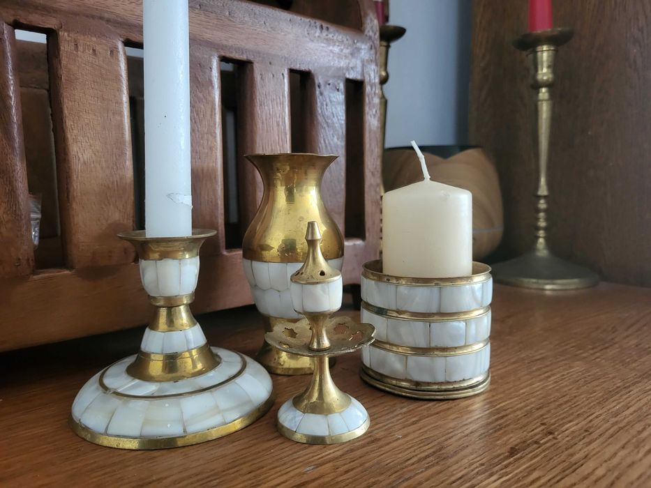 Масивен Месинг със Седеф комплект от 4 бр.