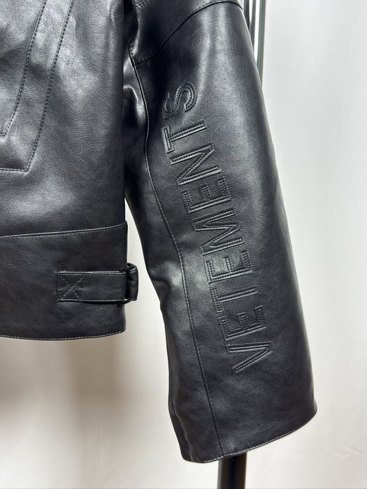 «SALE» VETEMENTS Black Leather Jacket «Polizei»