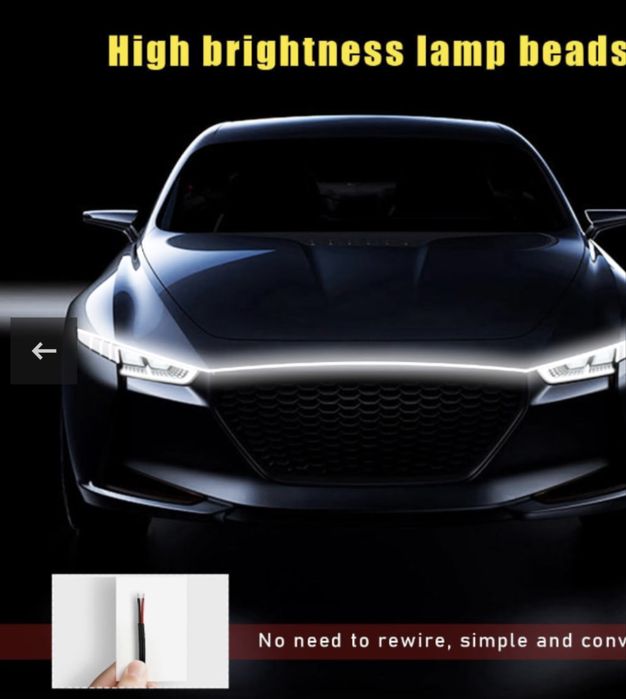 Banda LED Auto pentru Grilă Frontală – 180 cm, Rezistentă la Apă, Alb Rece