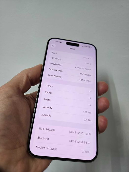iPhone 15 Pro Max 1 Tb 88% bateria.