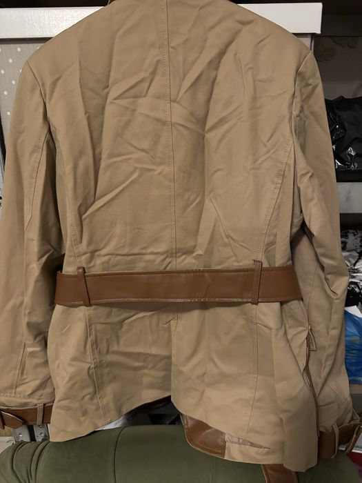 Trench cu cordon si detalii piele eco