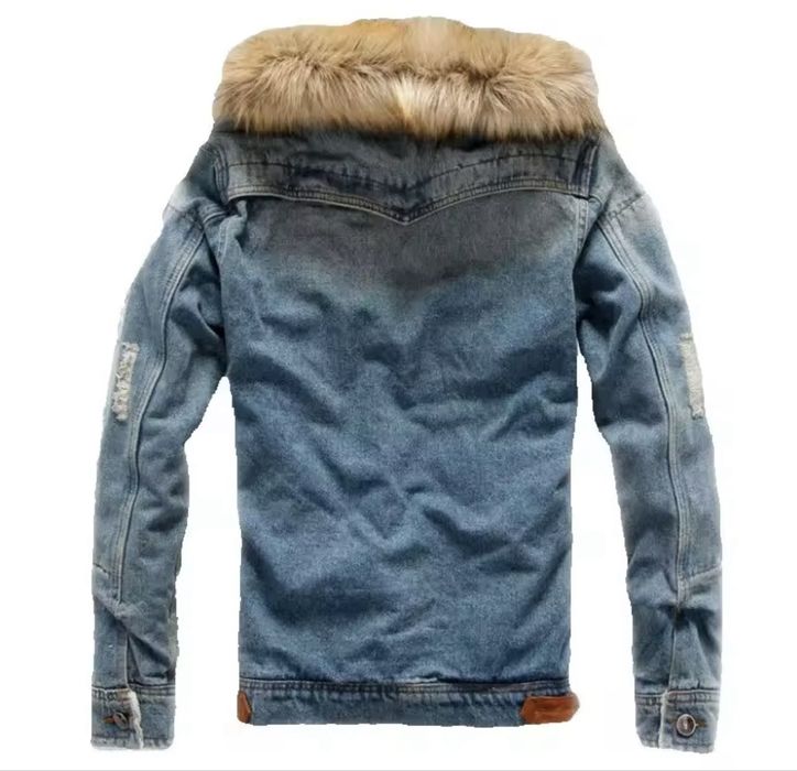 Мъжко дънково яке с пух