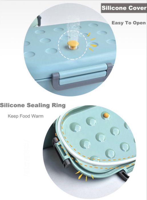 Кутия за храна, С отдушник, Вакуум вентил, С дръжка, 1.2л, Зелен