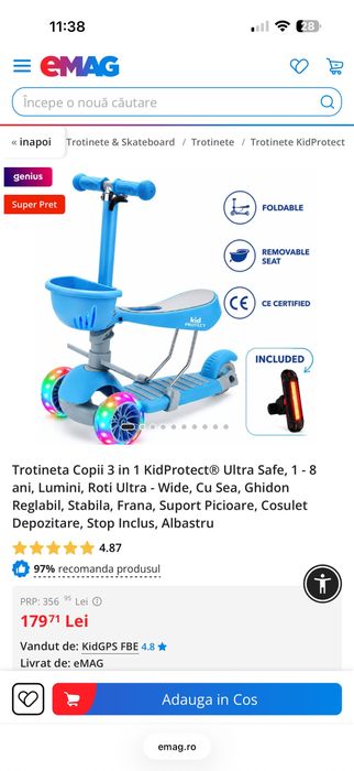 Trotinetă nouă băiat Kid Protect