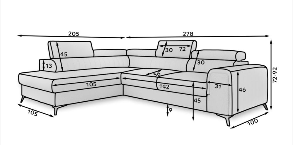 Ъглов разтегателен диван с ракла- цвят СИВ
