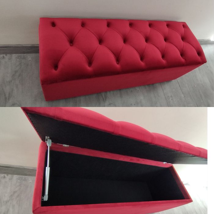 Bancheta, băncuță catifea rosu,lada pentru pat cu spatiu depozitare