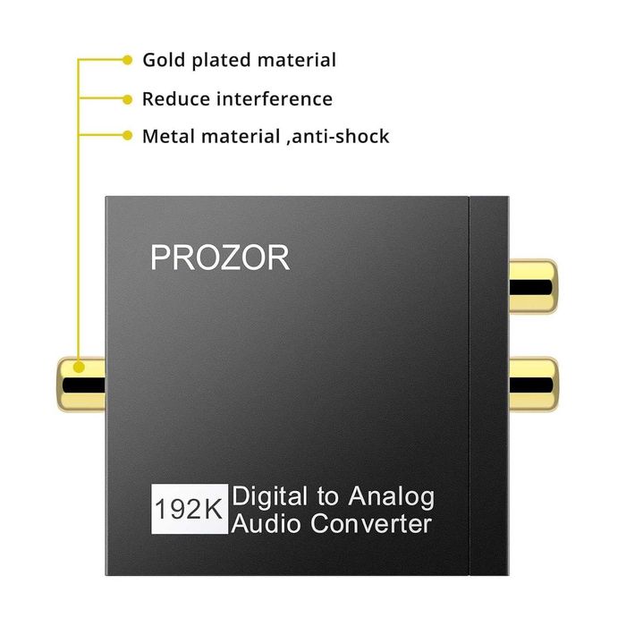 PROZOR 192KHz Digital to Analog Audio Converter–SPDIF/Toslink към RCA
