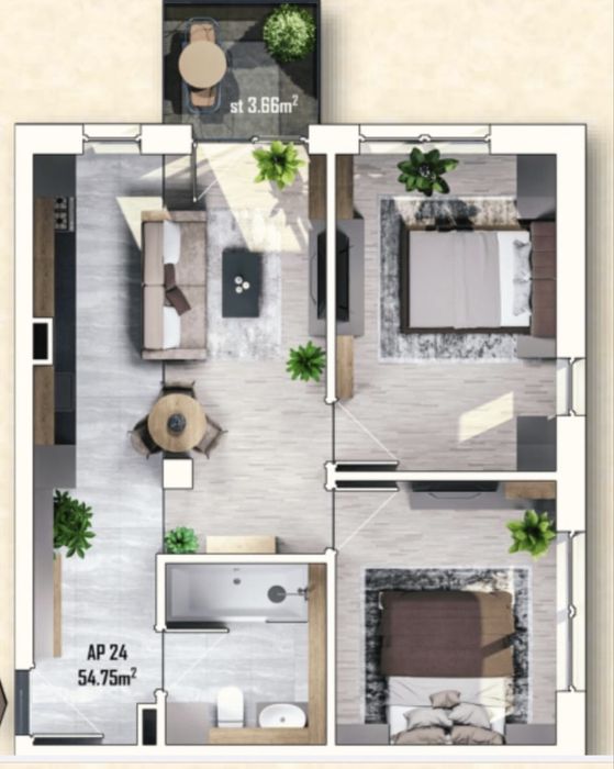 Living area of Apartament 3 bedroom