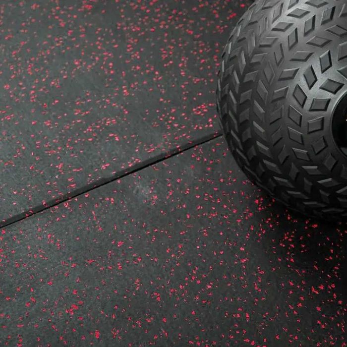 Фитнес Настилка Плоча Цветни Пръски Red 100×100×2 см, Гумени Настилки