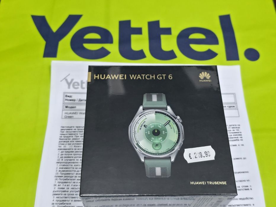 ЗАПЕЧАТАН 46mm Huawei watch GT 6 Гаранция Yettel 2028 Green | GT6