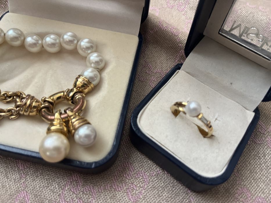 пръстен сребро и циркони - седеф