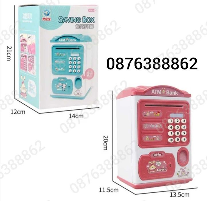 ПРОМО! Детска Касичка Сейф за Банкноти Монети Парола Пръстов Отпечатък