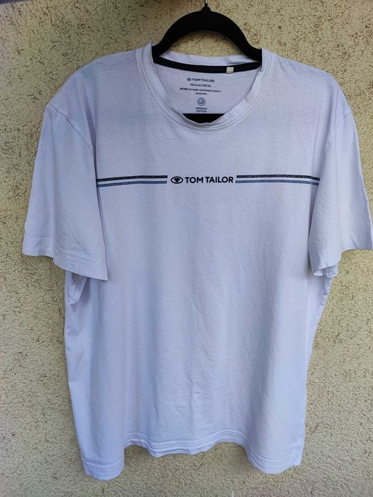 Tricou Tom Tailor alb, cu logo, bumbac organic, mărimea XL