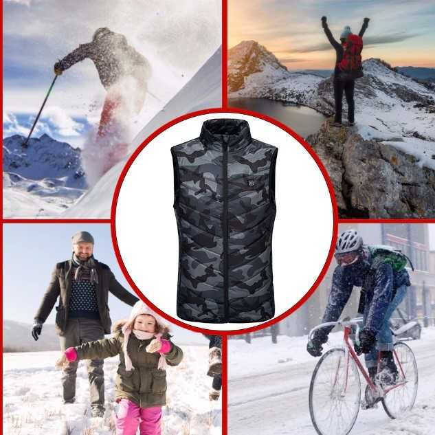 Vesta termica unisex incalzita electric moto/outdoor/ski, cu guler