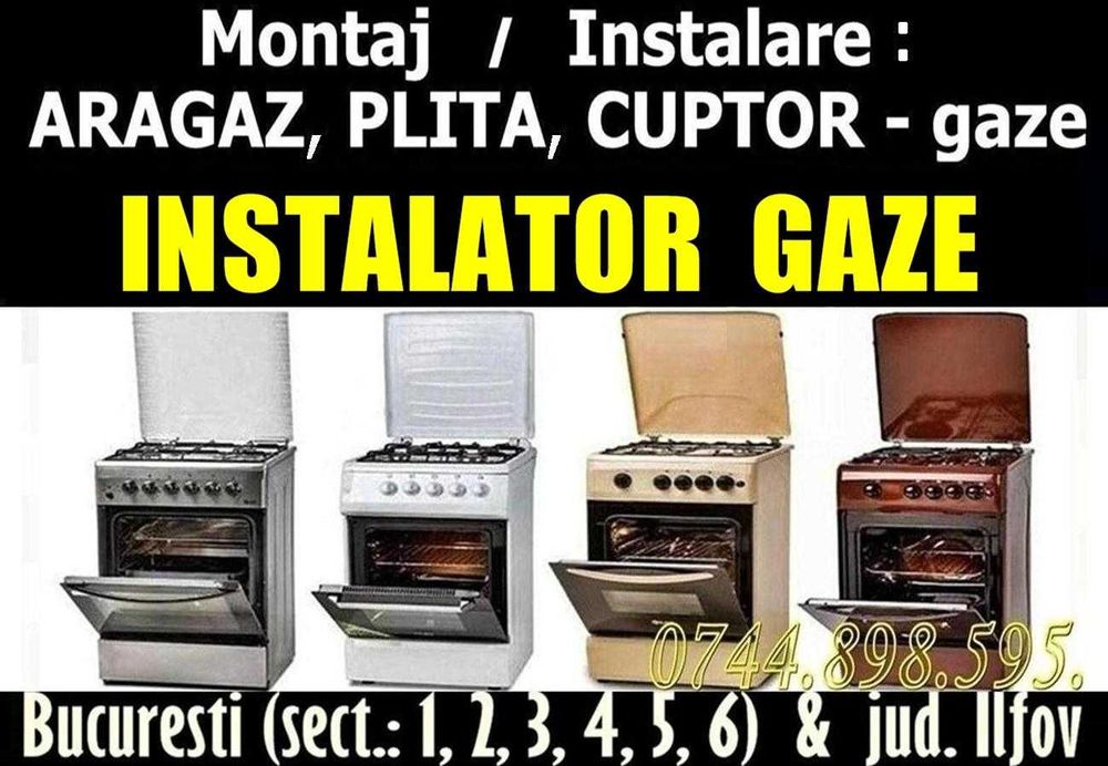 Montaj ARAGAZ / PLITA (sect. 1 - 6) montare INSTALATOR GAZE Autorizat