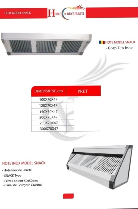 HOTA Inox perete FABRICA / HOTE Inox de Centru / HOTE Inox Cubice /