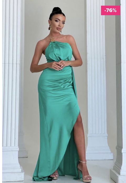 Rochie lunga bogas turcoaz