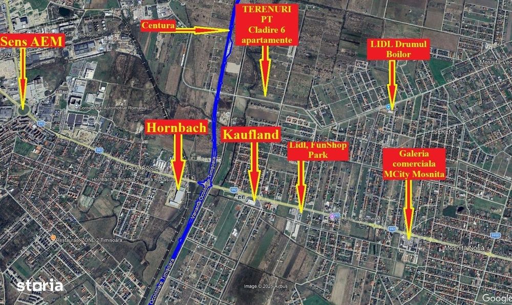 Teren pentru cladire cu 6ap - Acces la Drumul Boilor - Mosnita - 100e/